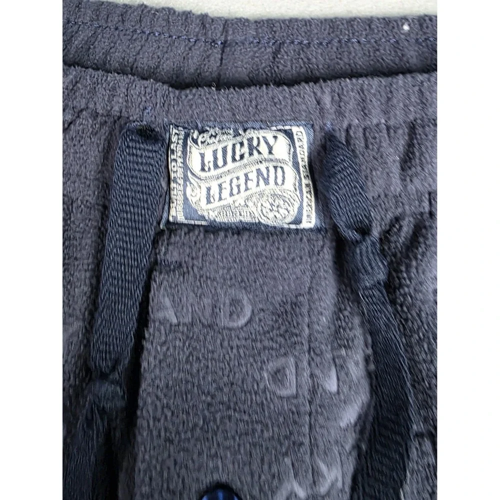 Lucky Brand Mens Fleece Pajama Pants MEDIUM Drawstring Lounge Sleepwear  Navy